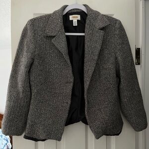 Talbots PETITES Black & White Mottled Jacket Blazer Womens Size 14 Petite